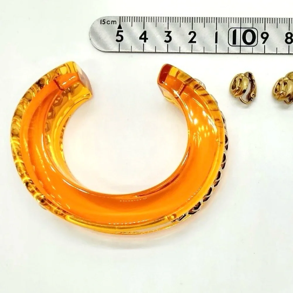 Vintage Christian Dior Rare Runway John Galliano Amber Resin Gold Chain Bangle - Picture 6 of 7